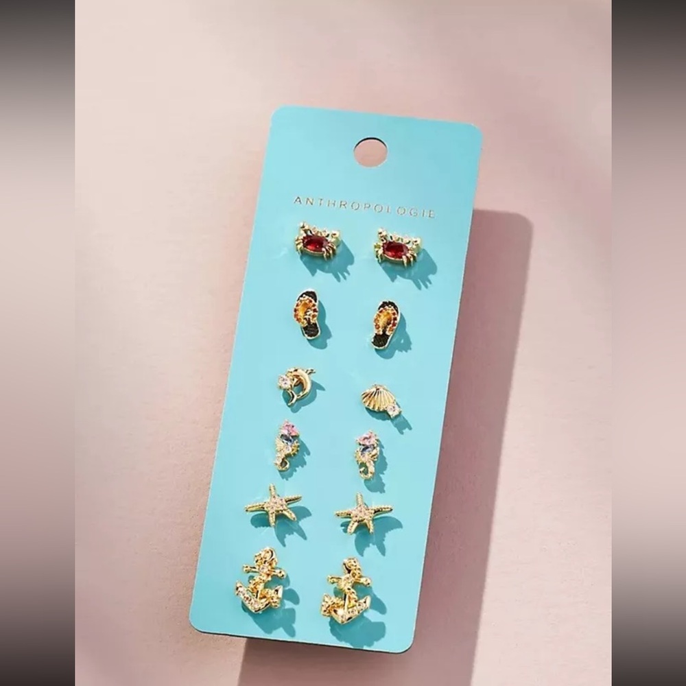 Anthropology Earrings NWT Anthropologie Icon Post Earrings, Set of 6/BEACH